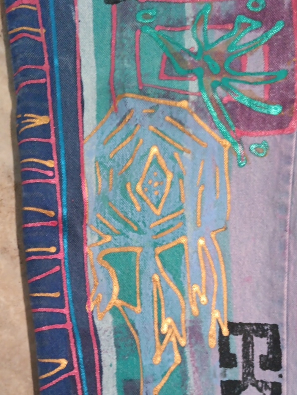 Vintage Vibrant Hand-Painted Abstract Jeans - Picture 10 of 12